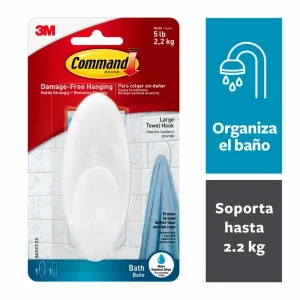 Gancho para Toalla Command con Tiras Impermeables, Grande, Blanco