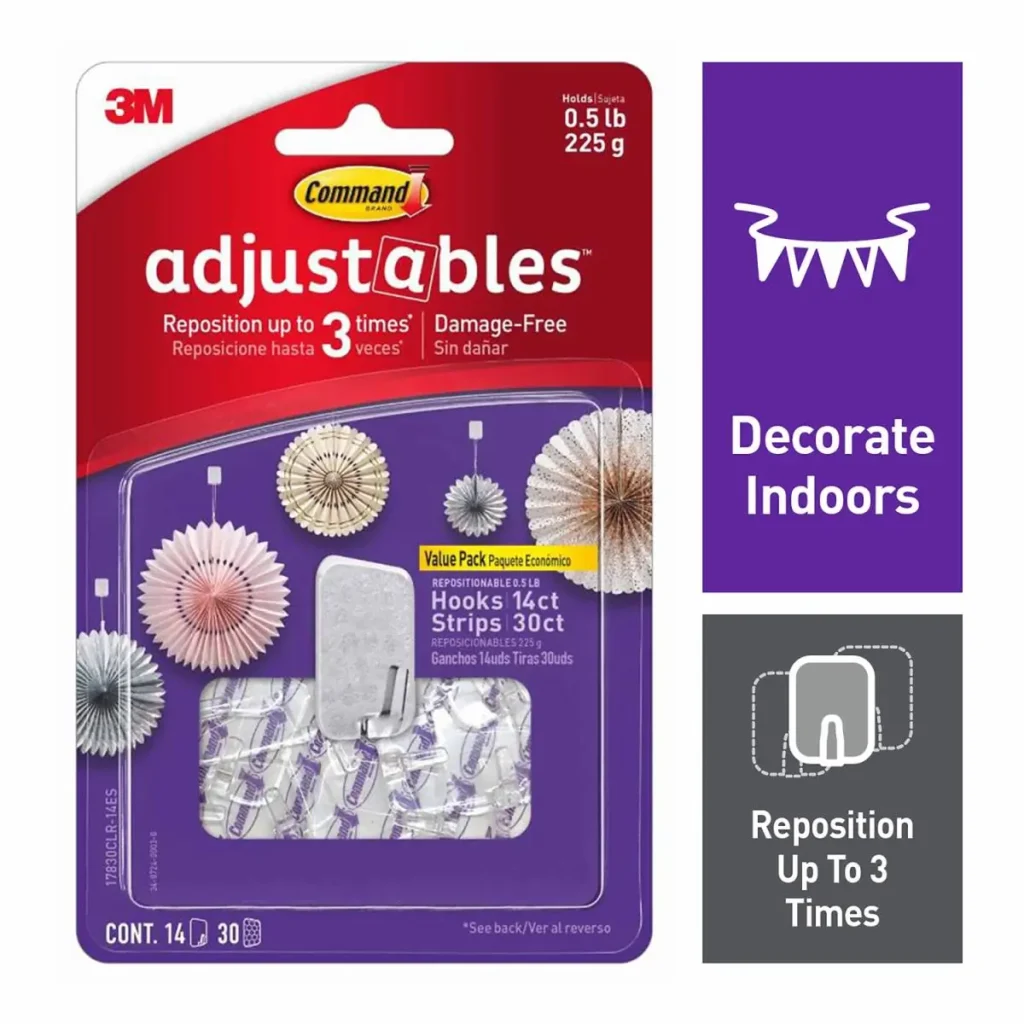 Ganchos Reposicionales Command® Ajustables™, 14 Ganchos, 30 Tiras