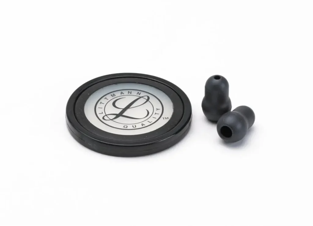 3M™ Littmann® 40011 Kit de Piezas de Repuesto para Fonendoscopios Master Cardiology, Aro y Diafragma Negro, Olivas Pequeñas