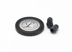 3M Littmann 40011 Kit de Piezas de Repuesto para Fonendoscopios Master Cardiology, Aro y Diafragma Negro, Olivas Pequeñas