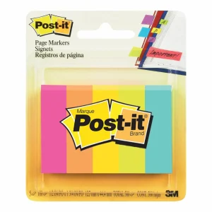 Marcadores de Página Post-it, Colores Surtidos Neón, 1,5 cm x 5 cm, 500 Unidades