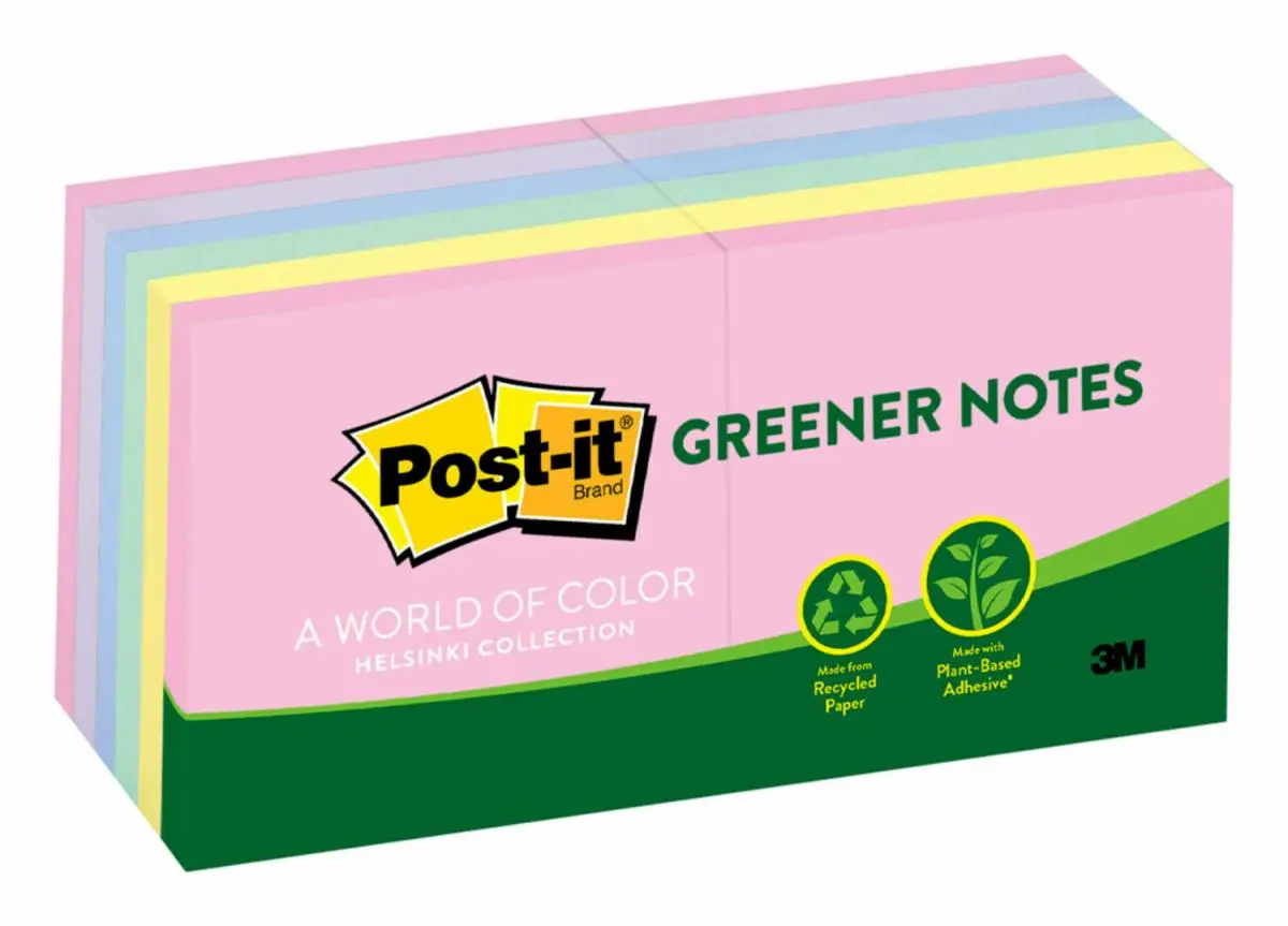 Nota Post-it, Colección Helsinki, 76 mm x 76 mm, 12 Blocs/ Paquete, 100 Notas/ Bloc