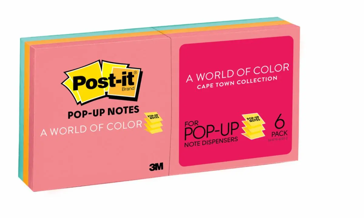 Notas Adhesivas Post-it Pop-Up, R330-AN, Colección Ciudad del Cabo, 76 mm x 76 mm