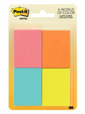 Notas Adhesivas Post-it Colección Ciudad del Cabo, 35 mm x 47 mm, 4 Blocs, 50 Hojas/Bloc