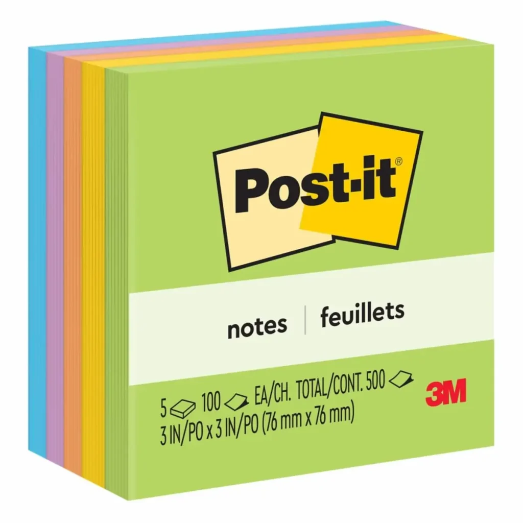 Notas Adhesivas Post-it®, Color Jaipur, 76 mm x 76 mm, 5 Blocs, 100 Hojas/Bloc