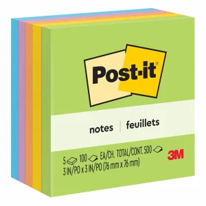 Notas Adhesivas Post-it, Color Jaipur, 76 mm x 76 mm, 5 Blocs, 100 Hojas/Bloc