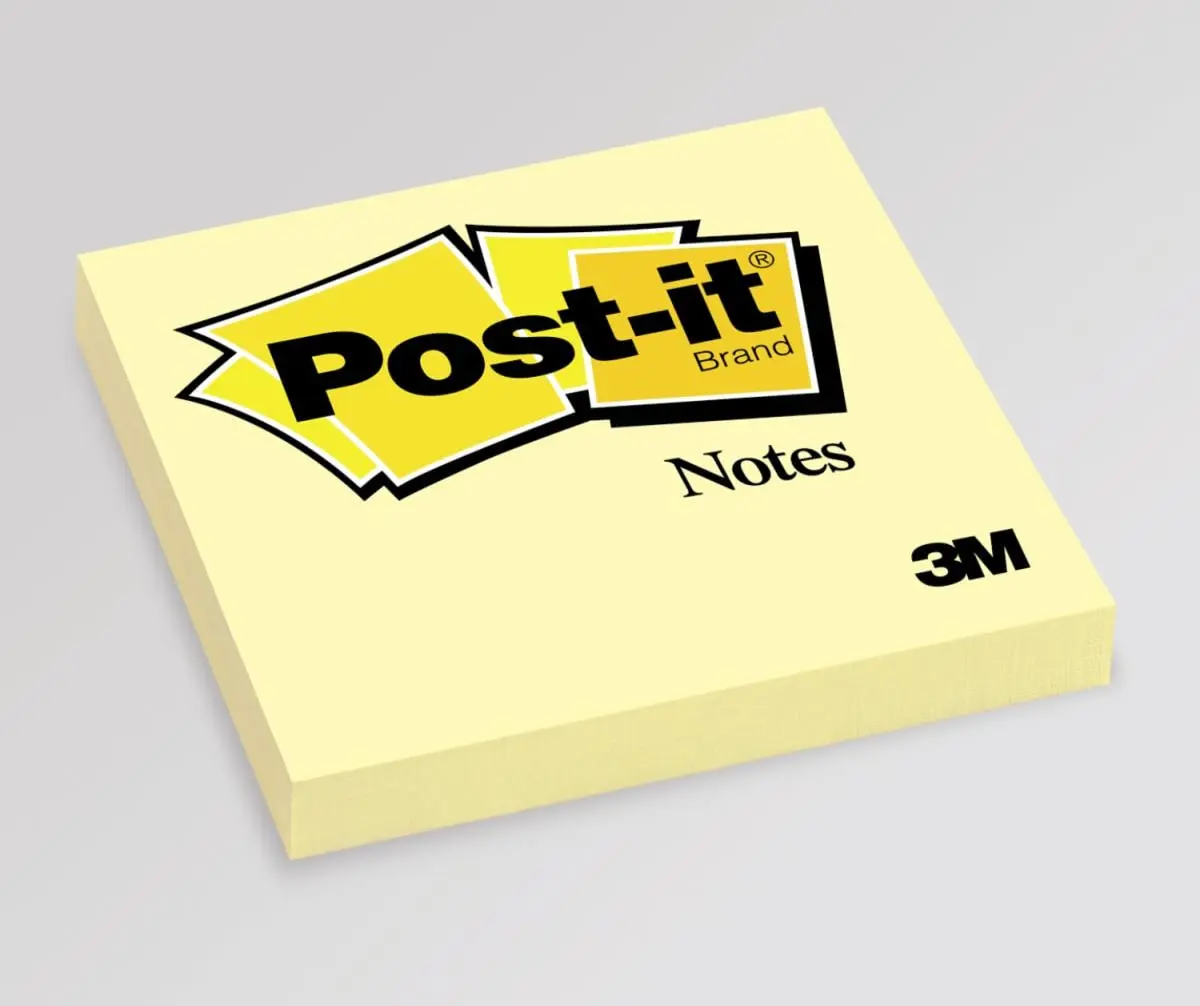 Notas Post-it, Amarillo, 76 mm x 76 mm, 1 Bloc, 100 Hojas/Bloc