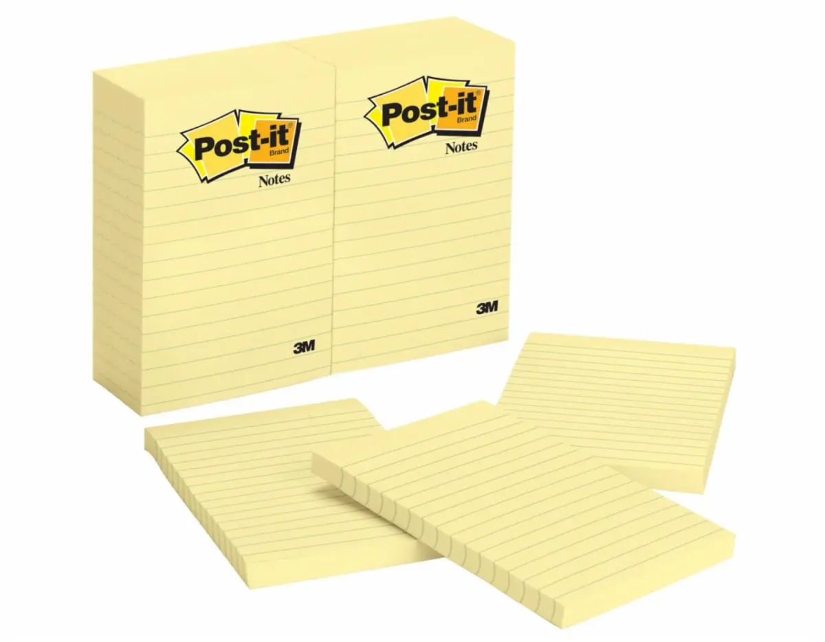 Notas Post-it, Color Amarillo, Rayadas, 101 mm x 152 mm, 100 hojas