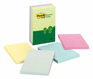 Notas Post-it, con Líneas, 101 mm x 152 mm, Paquete/ 5 Blocs, 50 Notas/ Bloc