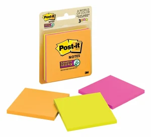 Notas Super Adhesivas Post-it, Colores Ultra, 7,6 cm x 7,6 cm, 135 Hojas