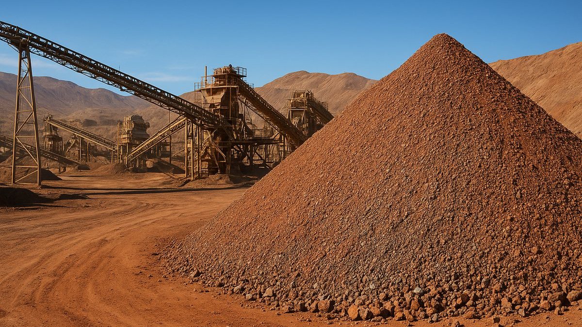 Imagen referencial generada mediante IA de una operación minera en Chile relacionada con producción atribuida de Codelco