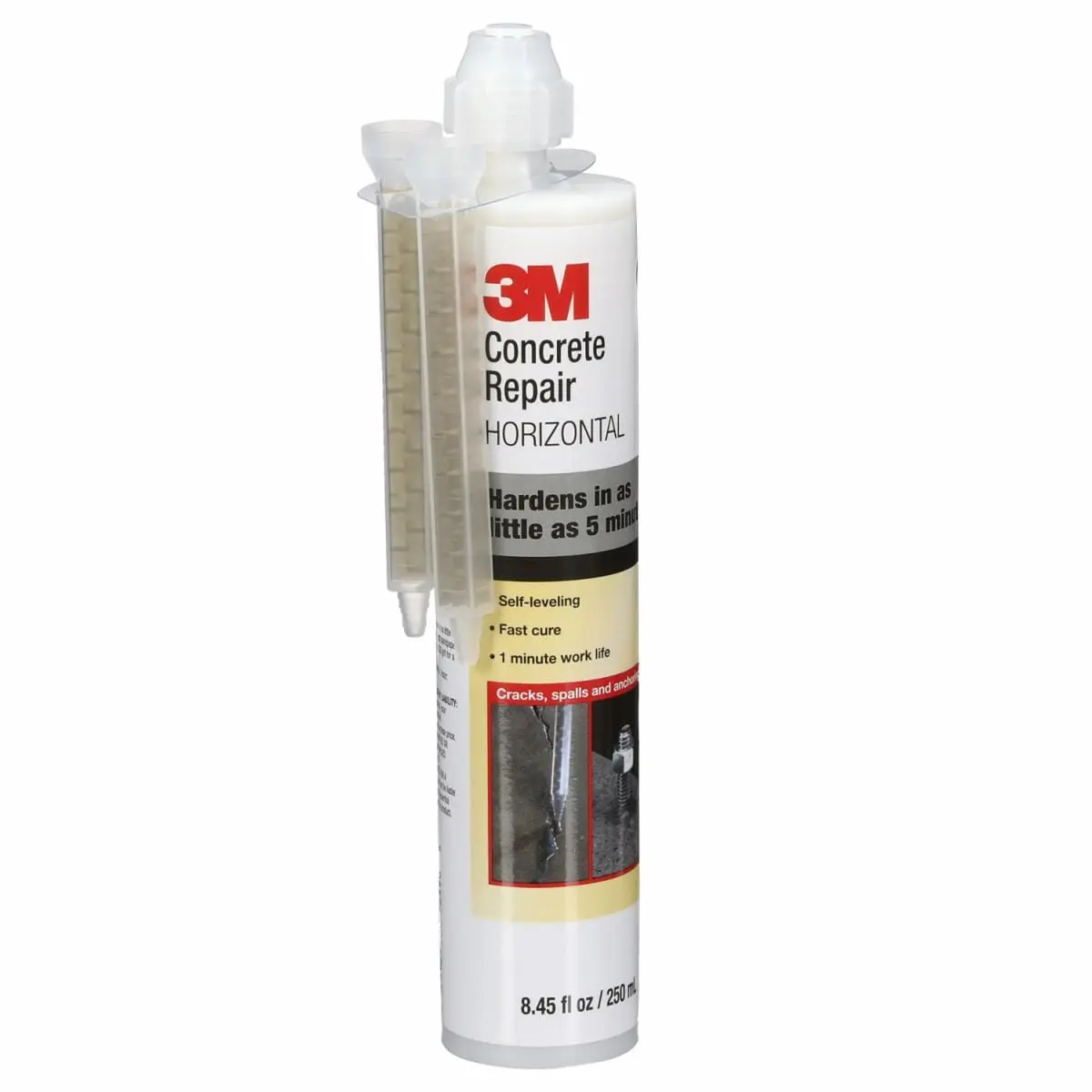 Reparador de Concreto con Autonivelación 3M, Color Gris, Dos Boquillas Mezcladoras, Cartucho de 248 mL, 6 por Caja