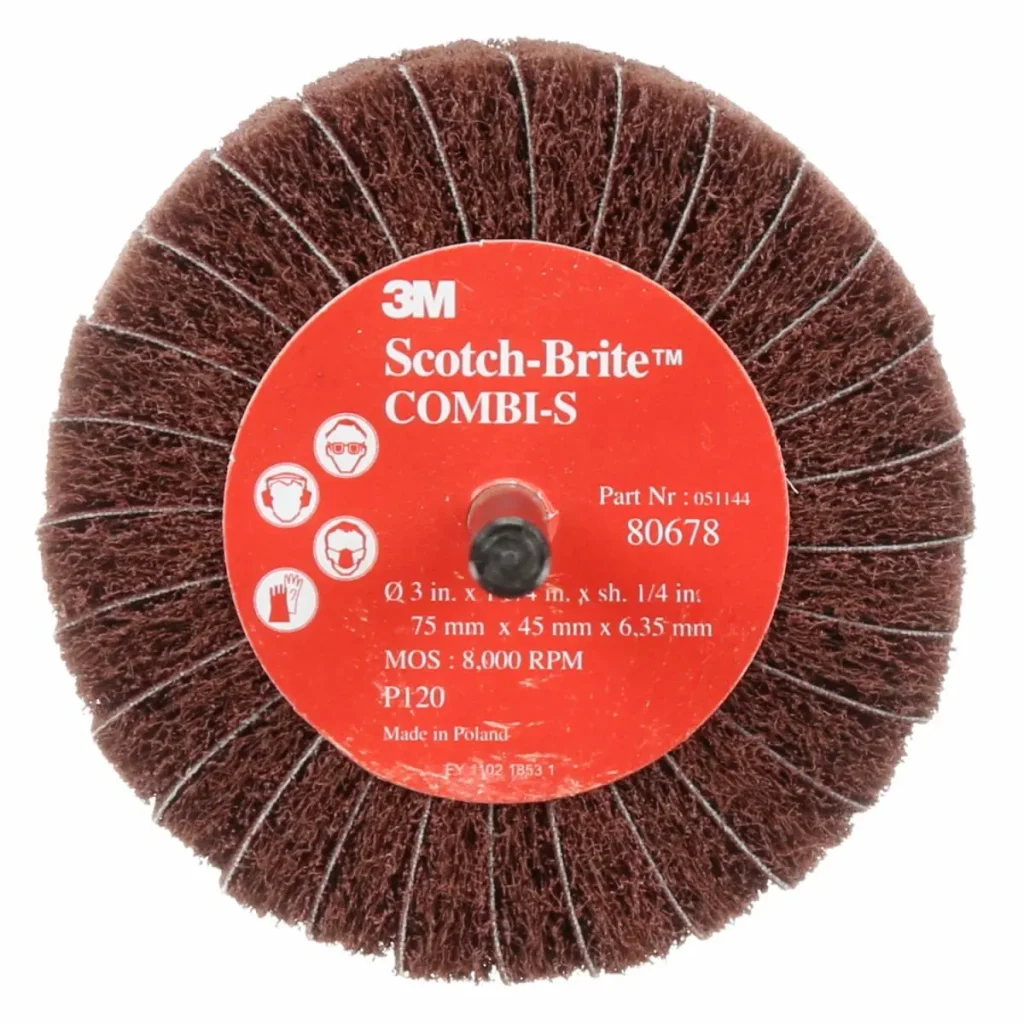Rueda Combi-S Scotch-Brite™, P120, 3” x 1-3/4” x 1/4”, 10 por caja