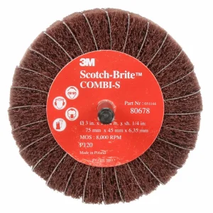 Rueda Combi-S Scotch-Brite, P120, 3'' x 1-3/4'' x 1/4'', 10 por caja