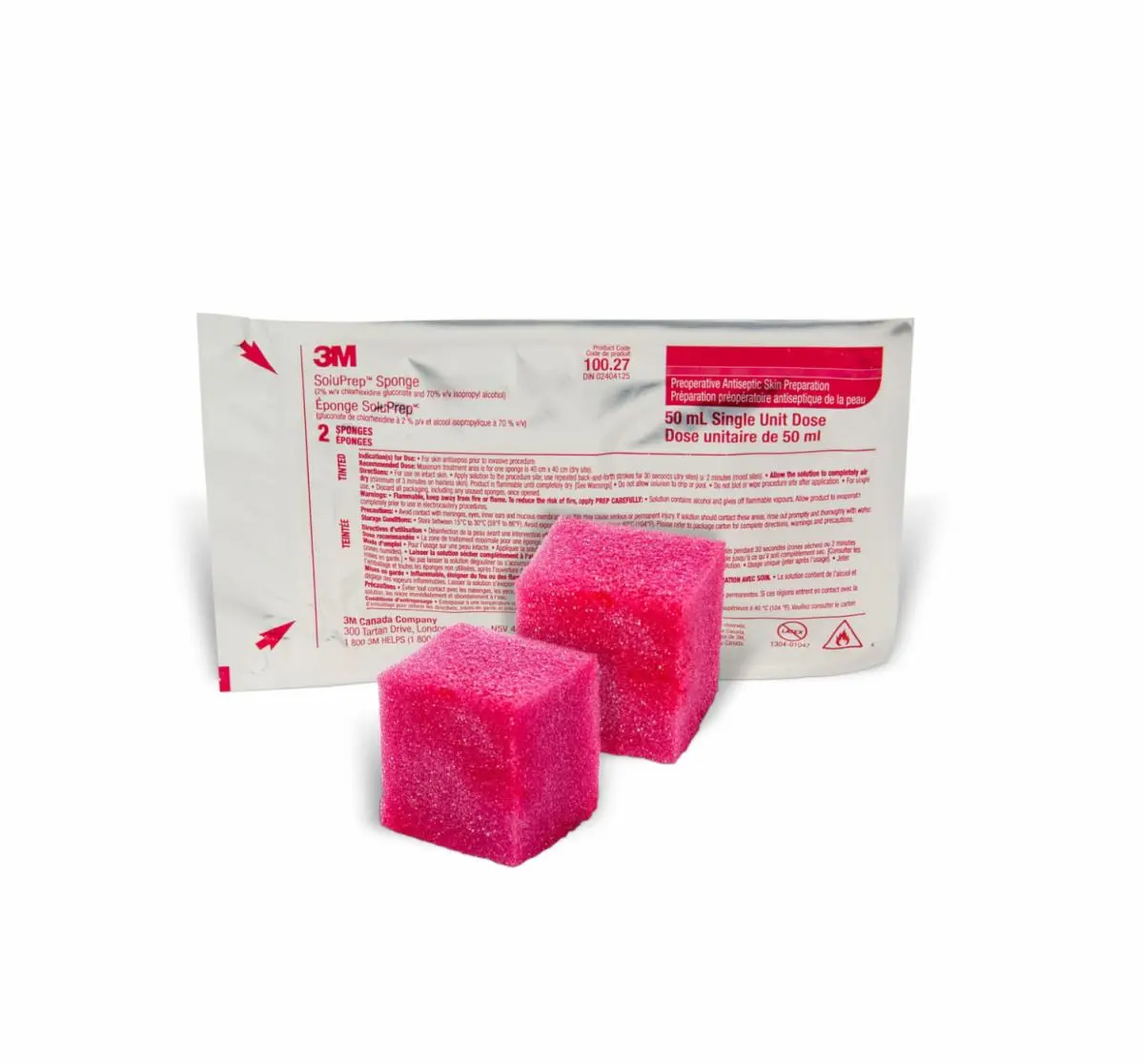 3M SoluPrep Esponja, 100.27,(2, 2% gluconato de clorhexidina, 70% Alcohol Isopropilico), Tintado, 2 unid