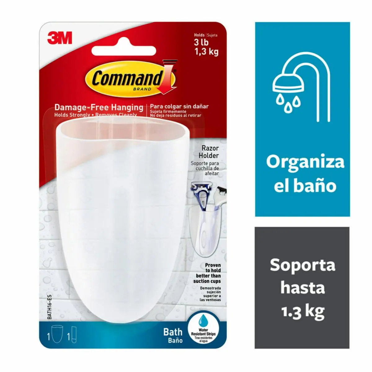 Sujetador de Rastrillos Command con Tiras Impermeables