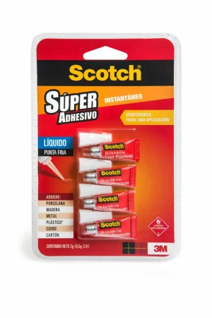 Super Adhesivo Líquido Scotch, 4 mini tubos, 0,5 grs c/u