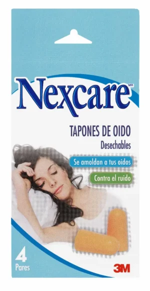 Tapones de Oído Nexcare, Desechables, Cónico, 4 Pares