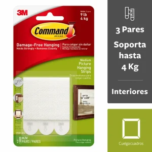 Tiras para Colgar Cuadros Command, Medianas, Blancas, 3/paquete