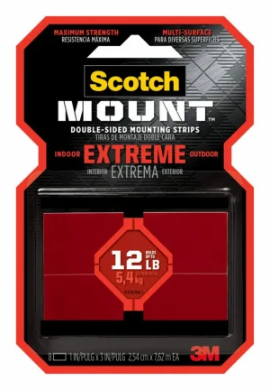 Tiras de Montaje Doble Faz Scotch-Mount Extremas, 2.54 cm x 7.62 cm, 8 Tiras