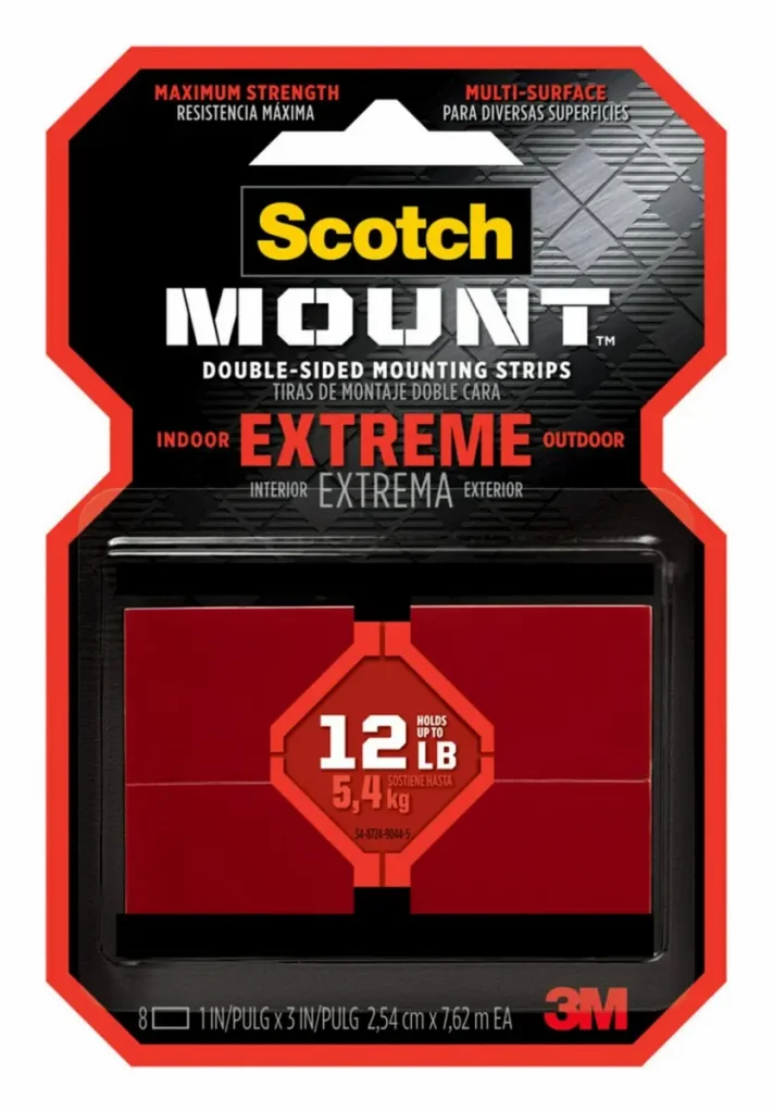 Tiras de Montaje Doble Faz Scotch-Mount™ Extremas, 2.54 cm x 7.62 cm, 8 Tiras
