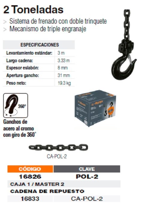 TECLE CADENA 2.0 TON