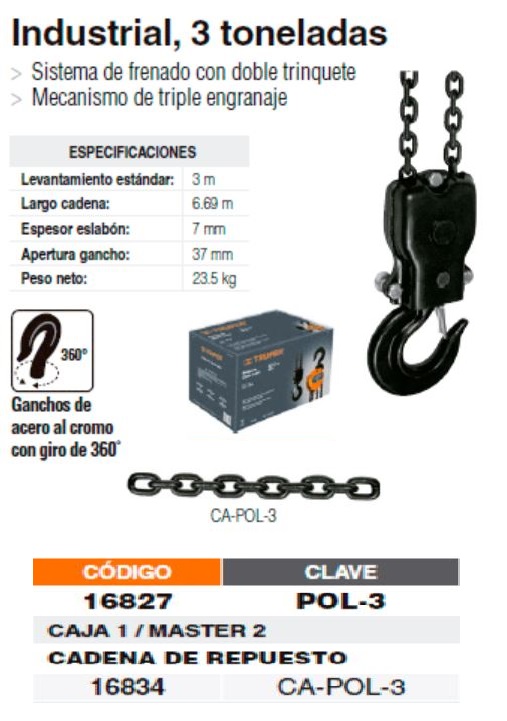 TECLE CADENA 3.0 TON