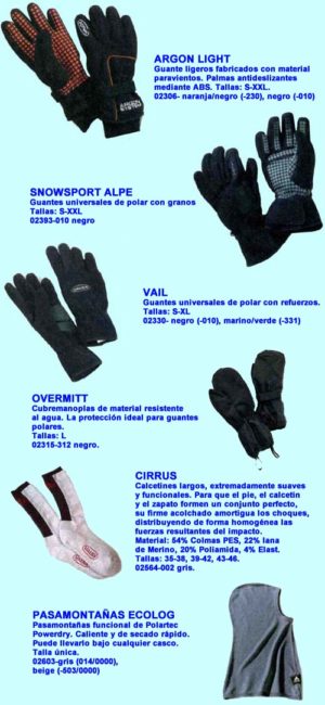 Guantes/Calcetines/ Pasamontañas