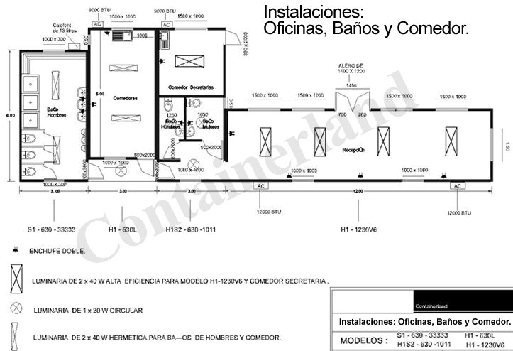 Instalación: Oficinas, Baños Comedor